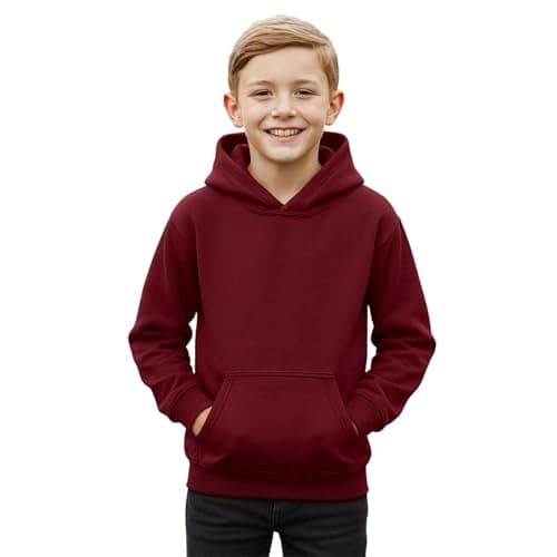 Image of Urban Road Kids Heavy Blend Plain Hoodie Sweatshirt Hooded Top for Boys & Girls Maroon