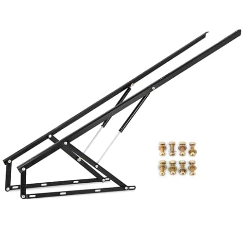 Image of 5FT Pneumatic Sofa Bed Lift Up Hydraulic Mechanism Kit Gas Strut Lift Support for Under Bed Storage Folding Bed Lifting Mechanism Soft Close Hinges Space Saving Lift Up Hardware for Easy Bed Access