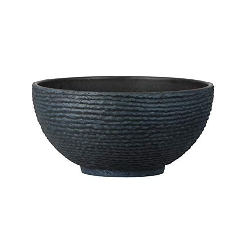 Image of Stone Textured Effect Bowl Pot Plastic Planter, Single Pot - Suitable for Indoor or Outdoor Use - 20cm (H) x 40.5cm (Dia)