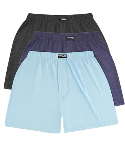Image of YESWEL Mens Underwear, 3 Pack 100% Cotton Boxer For Men Loose Fit, Super Soft Underpants Shorts, Trunks Multipack (Multicolor02, XL)