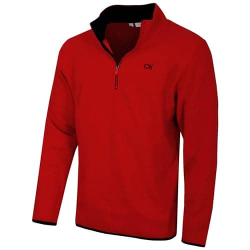 Image of Calvin Klein Mens Polar Fleece 1/2 Zip Sweater - Red - L
