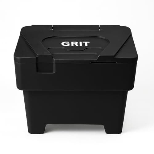 Image of 115L Black Grit Salt Bin Stackable Lockable Heavy Duty Outdoor Rock Salt/Sand Containers 80x48x61CM