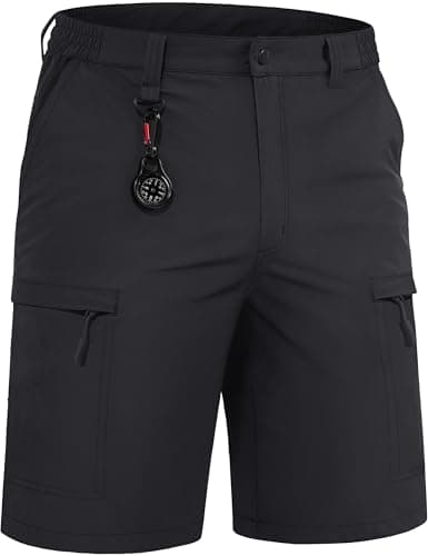 Image of TACVASEN Mens Work Shorts Stretch Breathable Fishing Sailing Cargo Shorts for Hiking Walking Casual,Black,36