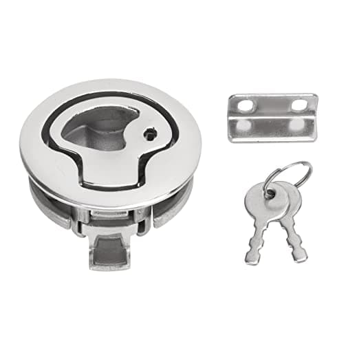 Image of 2inch Boat Door Hatch Lock, Black Round Locking Style Marine Hatch Latch Lock, 316 Stainless Steel Flush Pull Slam Latch for RV Marine Home