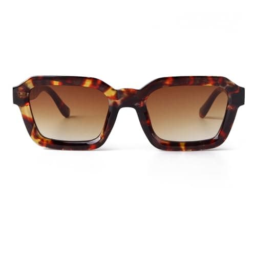 Image of Laurinny Trendy Rectangle Square Sunglasses for Women Retro Square Frame 90s Sun Glasses(Tortoise Shell/Gradient Brown)