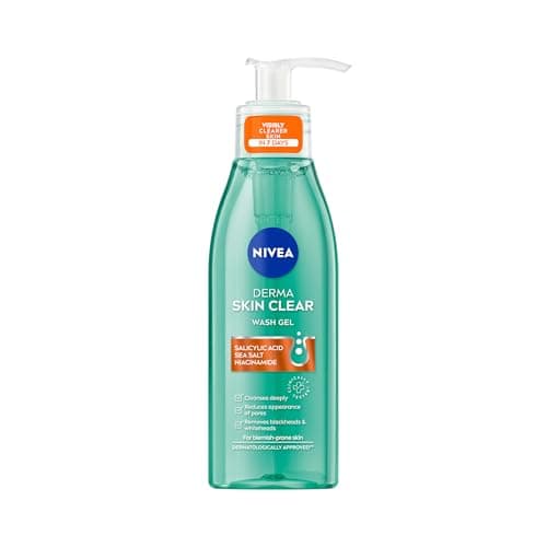 Image of NIVEA Derma Skin Clear Wash Gel (150ml), Deep Cleansing Face Cleanser Gel, Salicylic Acid Face Wash Enriched with Niacinamide to Cleanse Pores and Remove Impurities, For Blemish-Prone Skin