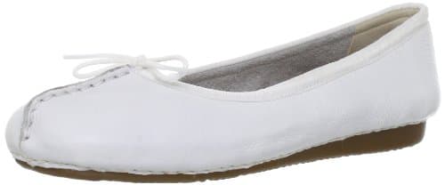 Image of Clarks Women's Freckle Ice Ballet Flats, White Leather, 6.5 UK