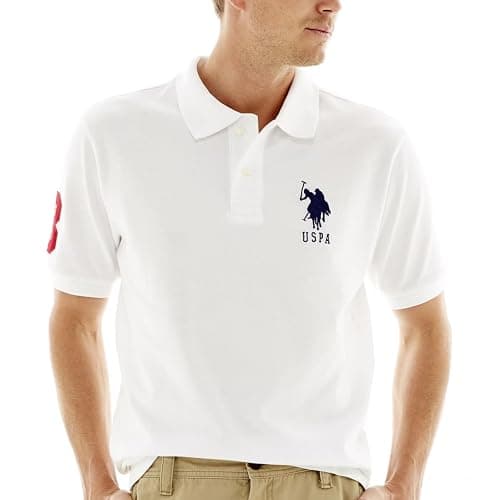 Image of U.S. Polo Assn. Men's Solid Pique Polo Shirt, White, L