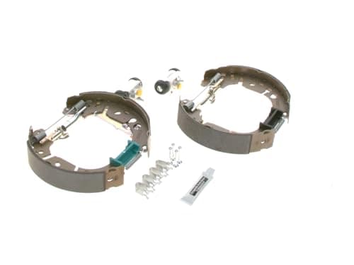Image of Bosch KS669 Kit Super Pro - Rear drum brake kit - 1 pre-assembled set, 2 wheel brake cylinders, 4 brake shoes
