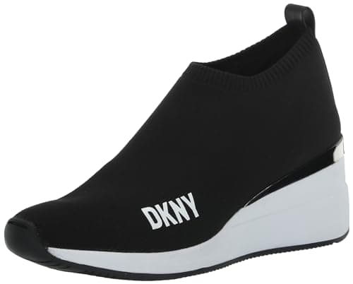 Image of DKNY Women's Everyday Comfortable Wedge Sneaker, Black Cosmos, 2.5 UK