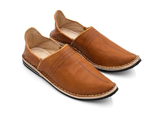 Image of Moroccan babouche shoe, Leather slipper, Unisex Handmade Babouches slippers Dyed With Natural Color, babouche men, babouche women (43 EU, Camel)