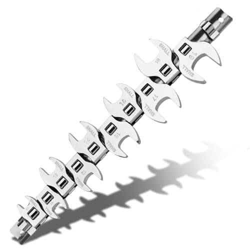 Image of Shall 10PC 3/8" Drive Metric Crowfoot Wrench Set,Open End Crowsfoot Spanner Set, Metric Sizes 10-19mm,with Clip-on Organizer for Mechanics Automotive Repair Work