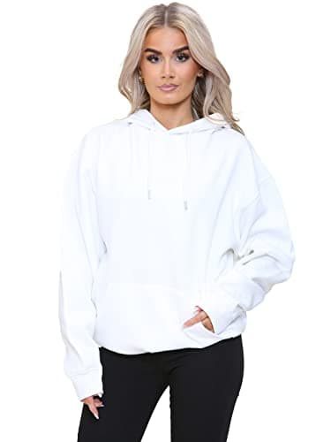 Image of BRAND KRUZE Women Oversized Hoodie Sweatshirt Soft Fleece Lined Sweat Hood KZLHD130 HOODY OF-WHT M
