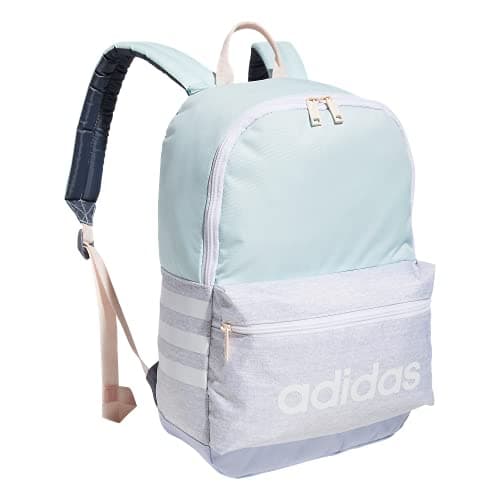 Image of adidas Classic 3S Backpack for boys and girls, Jersey White/Halo Mint Green/Violet Tone Purple, One Size, Classic 3s Backpack for Boys and Girls