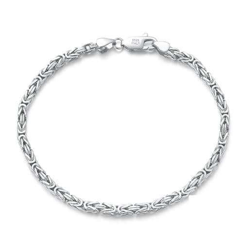 Image of Aotiwe Vintage Bracelet, Sterling Silver Chain Bracelet Byzantine Chain Band Bracelets Silver 18cm