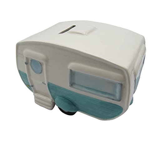 Image of Ceramic Caravan Money Box (Cash Saving Bank Fund Novelty Collectable Pottery)