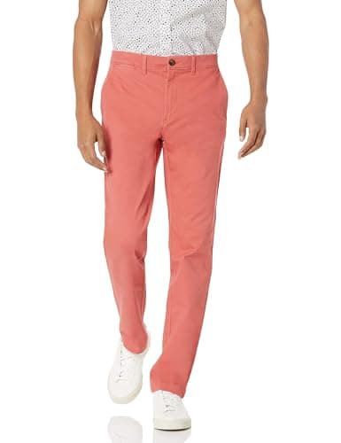 Image of Amazon Essentials Men's Slim-Fit Casual Stretch Chino Trousers, Raspberry Red, 34W / 32L