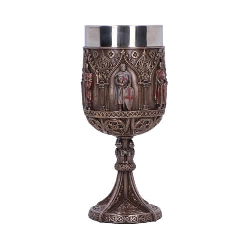 Image of Nemesis Now Knight Goblet, Ornate Medieval Chalice, Removable Stainless Steel Cup for Drinking - Knights Templar Goblet