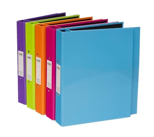 Image of Noti A4 Glossy Laminated 2-Ring Binder Binder, 40mm Spine, 25mm O-Ring Mechanism, Pack of 10, Assorted
