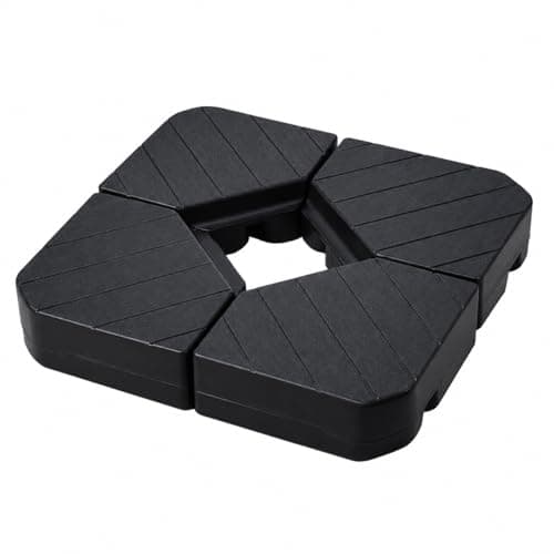 Image of GardenCo Square Outdoor Cantilever Parasol Base - Set of 4 Heavy Duty Sand & Water Filled Base Sections - Garden Umbrella Stand Weights - Ideal for Banana Hanging Parasols/Umbrellas (Black)