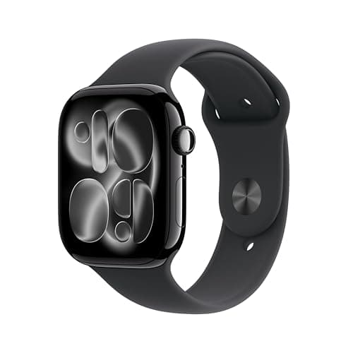 Image of Apple Watch Series 11 GPS 46mm Smartwatch with Jet Black Aluminium Case with Black Sport Band S/M. Sleep Score, Fitness Tracker, Health Monitoring, Always-On Display, Water Resistant
