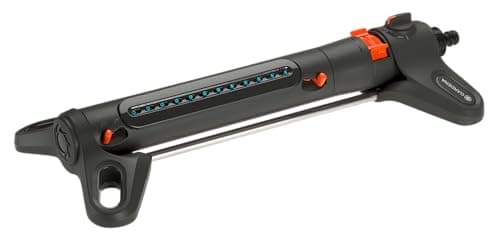 Image of Gardena AquaZoom S rectangular sprinkler: Sprinkler for watering areas of 9–150 m², range 3–15 m, spread 3–10 m, built-in metal filter (18710-20)