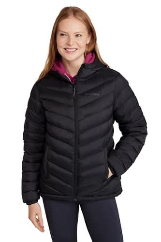 Image of Mountain Warehouse Seasons Womens Padded Jacket - Water Resistant Coat, Puffer Jacket, Front Pockets, Adjustable Elastic Cuffs & Hood - For Spring Summer, Outdoors Jet Black Women's Size 14