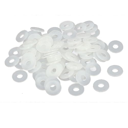 Image of TOP-VIGOR 100Pcs White Nylon Flat Washers, M4 x 10mm x 1mm Insulating Round Seal Spacer Tap Sealing O Ring Gasket for Faucet Pipe Water Hose