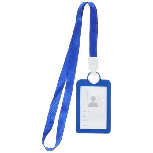 Image of SOPOTUTU Reusable Silicone Id Card Holder Sleeve with Blue Polyester Lanyard, Protective Name Badge Holder for Office Staff, Security Staff, Bus and Library Cards Storage