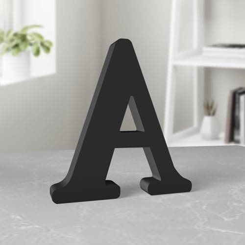 Image of Aruatu 8 Inch Black Wood Letters Unfinished Wood Letter for Wall Decor Decorative Standing Letter Large Letters for wall Decoration for Craft Home Party Projects (A)