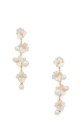 Image of Kate Spade New York PRECIOUS PANSY Statement Linear Earrings, White Multi/Gold