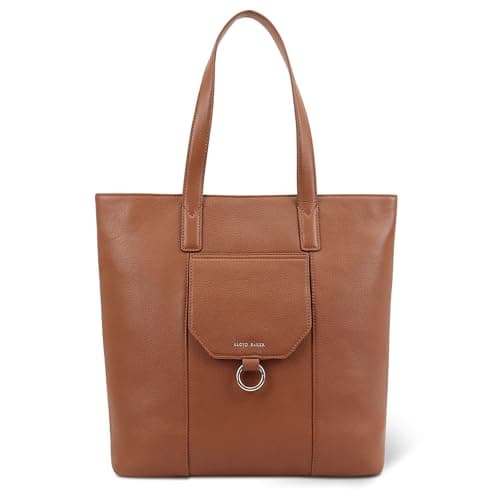 Image of Lloyd Baker London – EDYLN Leather Tote Bag: Women's Modern Design in 100% Genuine Full Grain Leather with a Magnetic Popper Closure- CARAMEL CAFÉ (Tan)