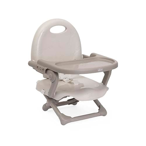 Image of Chicco Pocket Snack Booster Seat for 6 Months to 3 Years (15kg) Portable Highchair with Adjustable Height, Foldable Design, Removable Tray and Safety Harness, Milky Way