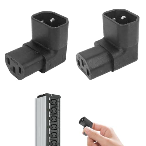 Image of 2PCS Right Angle Kettle Lead,C13 to C14 Connector IEC 320 Adapter and C14 to C13 AC Power Converter,250V 10A,90 Degree Right Angle Kettle Lead Angled Adapter,Right Angle IEC Cable(1 Upward,1 Downward)