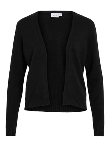 Image of Vila Women's Viril Short L/S Knit Cardigan Noos Cardigan, Black, S