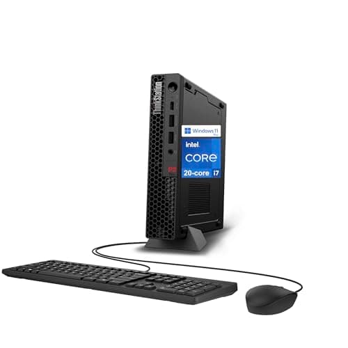 Image of Lenovo ThinkStation P3 Tiny Desktop Computer, 20-core Intel Core i7-14700 vPro, 32GB DDR5, 1TB SSD, Display Port + HDMI, WiFi 6, RJ-45, USB-C, Wired Keyboard & Mouse, Windows 11 Pro
