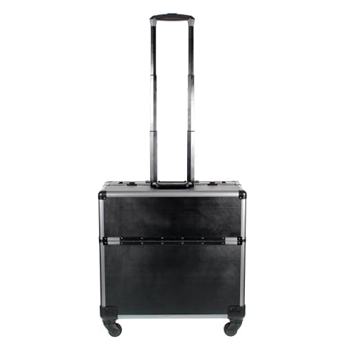 Image of AR BRAND EST. 2021 Aluminium Pilot Wheeled Trolley Case Hard Briefcase Black Silver (Black)