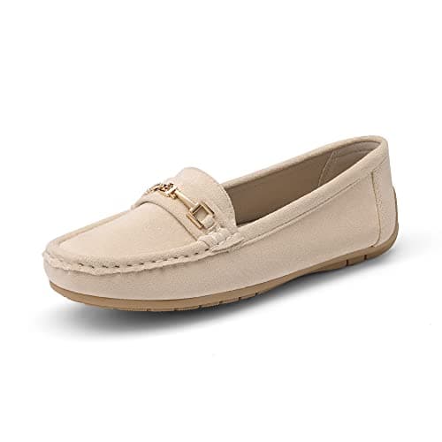 Image of DREAM PAIRS Loafers for Women Ladies Moccasins Slip-on Comfy Walking School Shoes Flats Nurse Driving Shoes,SDLS2205W-NEW-E,Khaki-Suede,4.5 UK/37 (EUR)