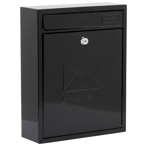 Image of Burg-Wachter MB05BK Black Compact Wall Mounted Galvanised Steel Postbox - 26x33x9cm
