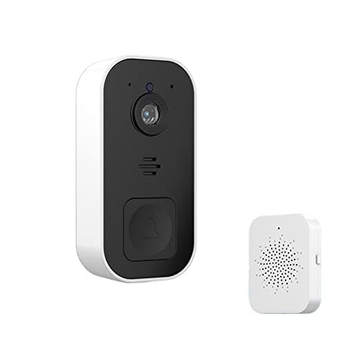 Image of KONGMM Video Doorbell, Outdoor Wireless Doorbell Waterproof Smart Home Door Bell Set Voice Intercom Infrared Night Vision Security Camera Doorbell(Bianco)