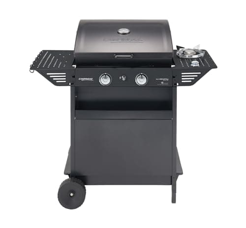 Image of Campingaz Xpert 200 LS Plus Gas BBQ with Side Burner | 8.2 kW Power| Lava Stone Barbecue Gas Grill with powerful 2 Alloy Steel Burners | Barbecue with Trolley, Lid and Thermometer