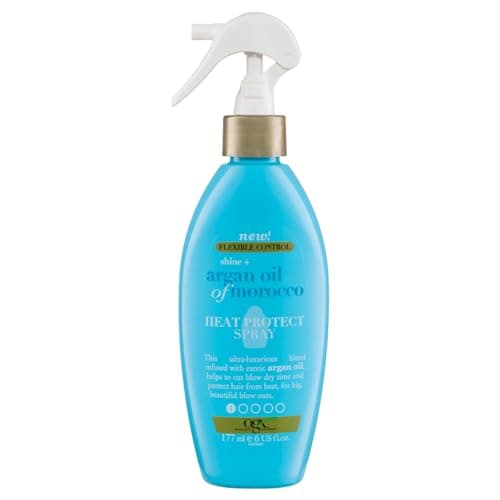 Image of OGX Argan Oil of Morocco Shine+ Heat Protection Spray, Protects Hair from Heat Damage Caused by Blow Drying and Styling Tools, 177ml