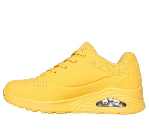 Image of Skechers Women's Uno Stand On Air Trainers, Mustard Durabuck/Mesh, 8 UK
