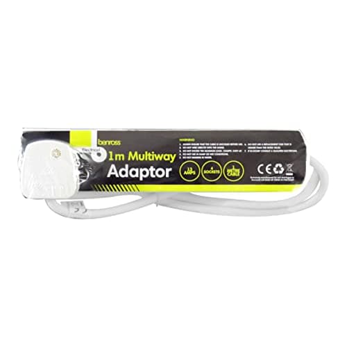 Image of Benross 45080 4-Way Extension Lead / 1 Metre Long / 13A / Suitable For Home or Office Use