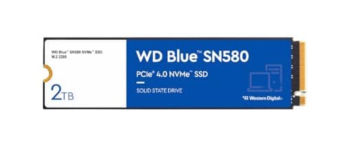 Image of WD Blue SN580 2TB SSD, NVMe SSD, M.2 2280, PCIe Gen3, up to 4150 MB/s read speeds, nCache 4.0 Technology Includes Acronis True Image for Western Digital