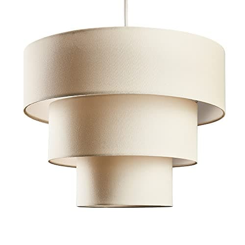 Image of MiniSun | 3 Tier Cream Faux Silk Ceiling Light Shade | Ceiling Lighting, Home Décor & Improvement Essential | 38cm Shade Width