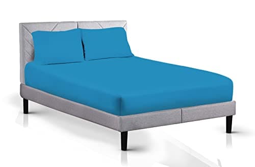 Image of AATH COLLECTION Egyptian Cotton Fitted Sheet 23 CM Deep, 200 Thread Count Single, Double, King, Super King Fitted Bed Sheets, Soft & Fade Resistant (Double, Teal)