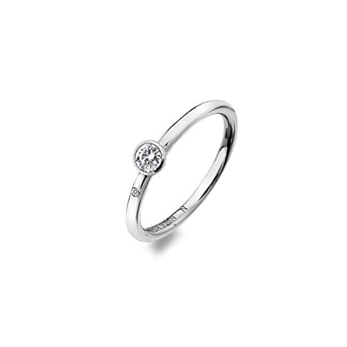 Image of Hot Diamonds Tender Solitaire 925 Sterling Silver Ring for Women | Small Silver Ring for Women with White Topaz & Real Diamond | Gift Box Included Size O
