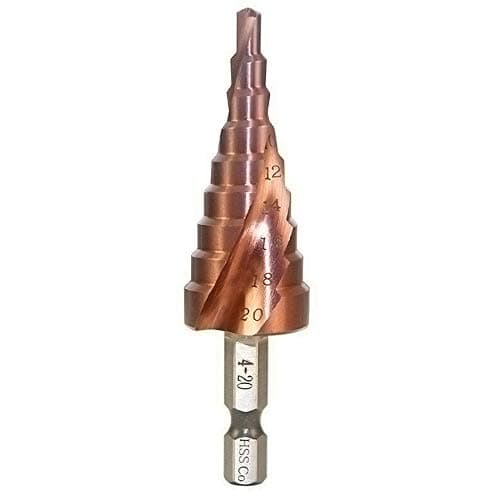 Image of Meichoon Step Drill Bit 4-20mm M35 HSS-Co Spiral Groove Hex Shank, Multi-functional Drilling Tool HSS Cobalt Counterbore Hole Cutter for Wood Stainless Steel Cutting DC1602