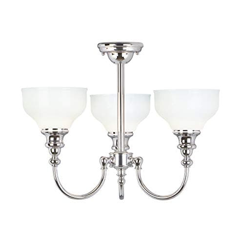 Image of IP 44-3 Bulb Chandelier Hanging Pendant Light - 3 Glass Shade - IP44 Suitable fpr Bathrooms - Polished Chrome - LED G9 3.5W Bulb